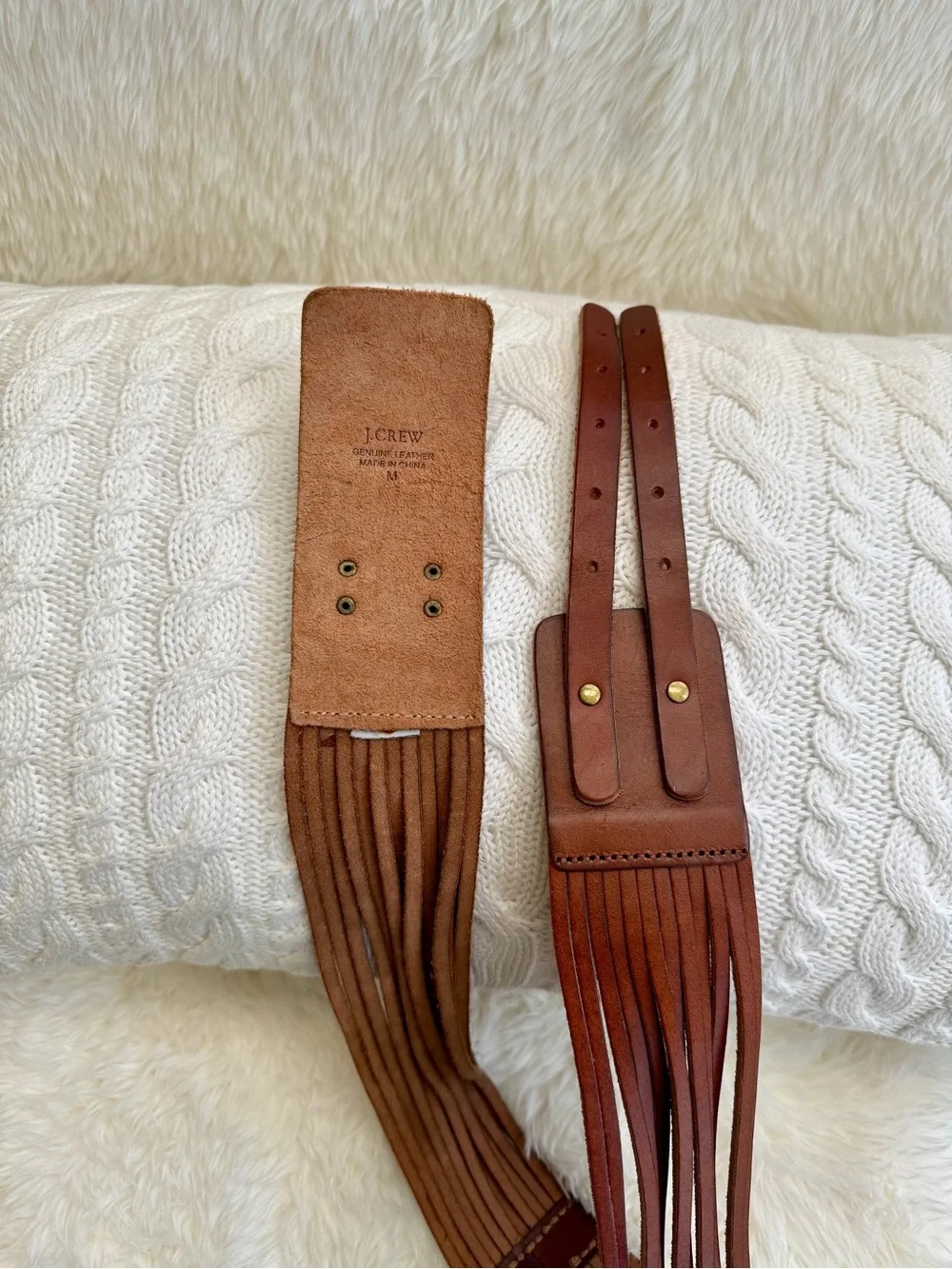 J Crew Brown Multi-Strap Leather Waist Belt in Size M - Picture 2 of 3